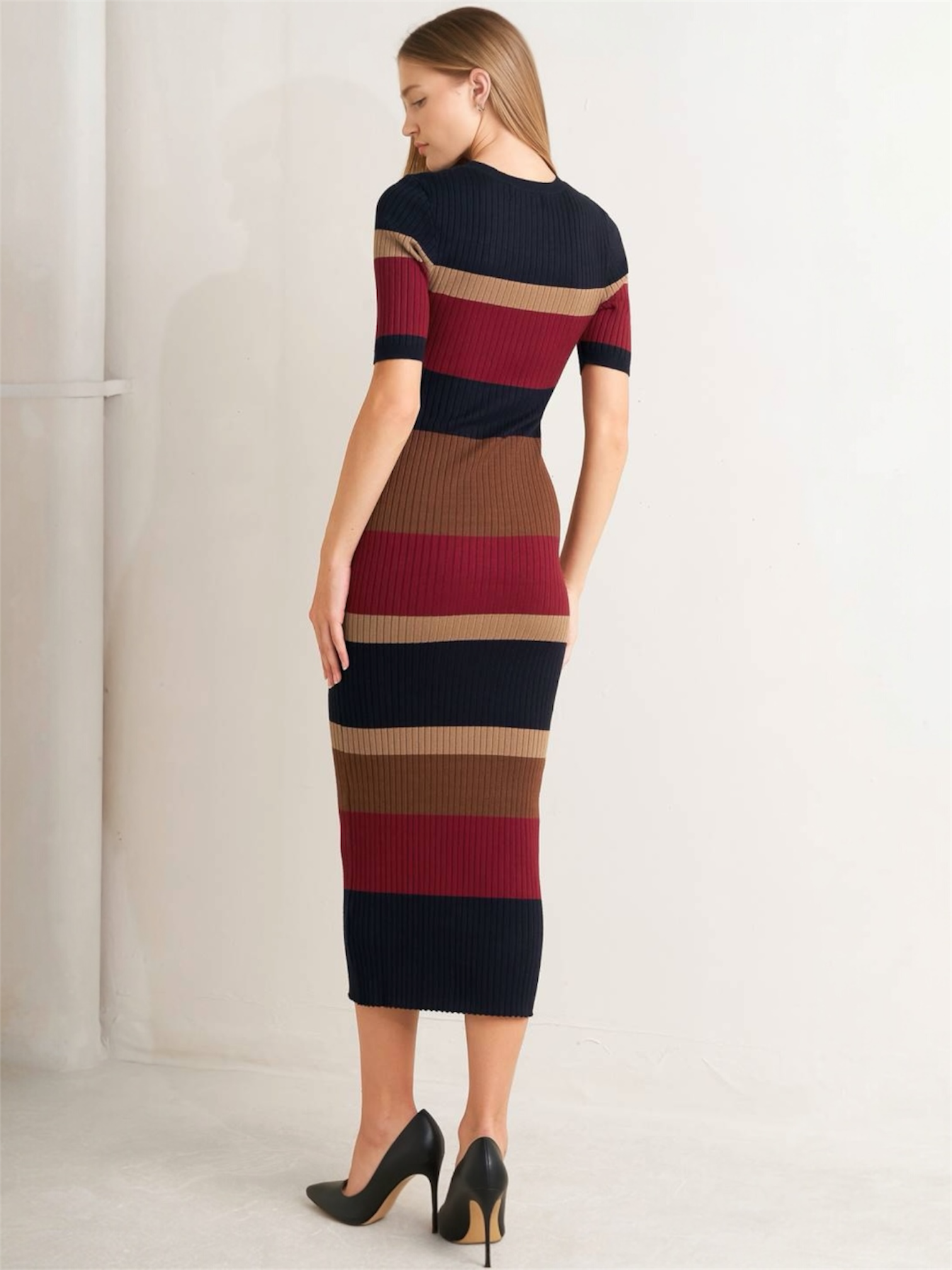 Johanna Ribbed Color Blocked Dress