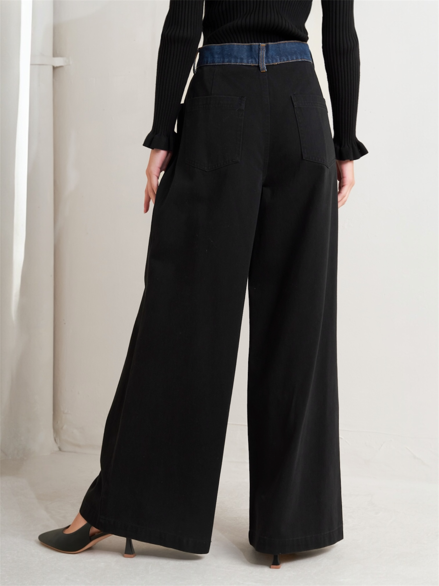 Adela Wide Leg Denim Bottoms