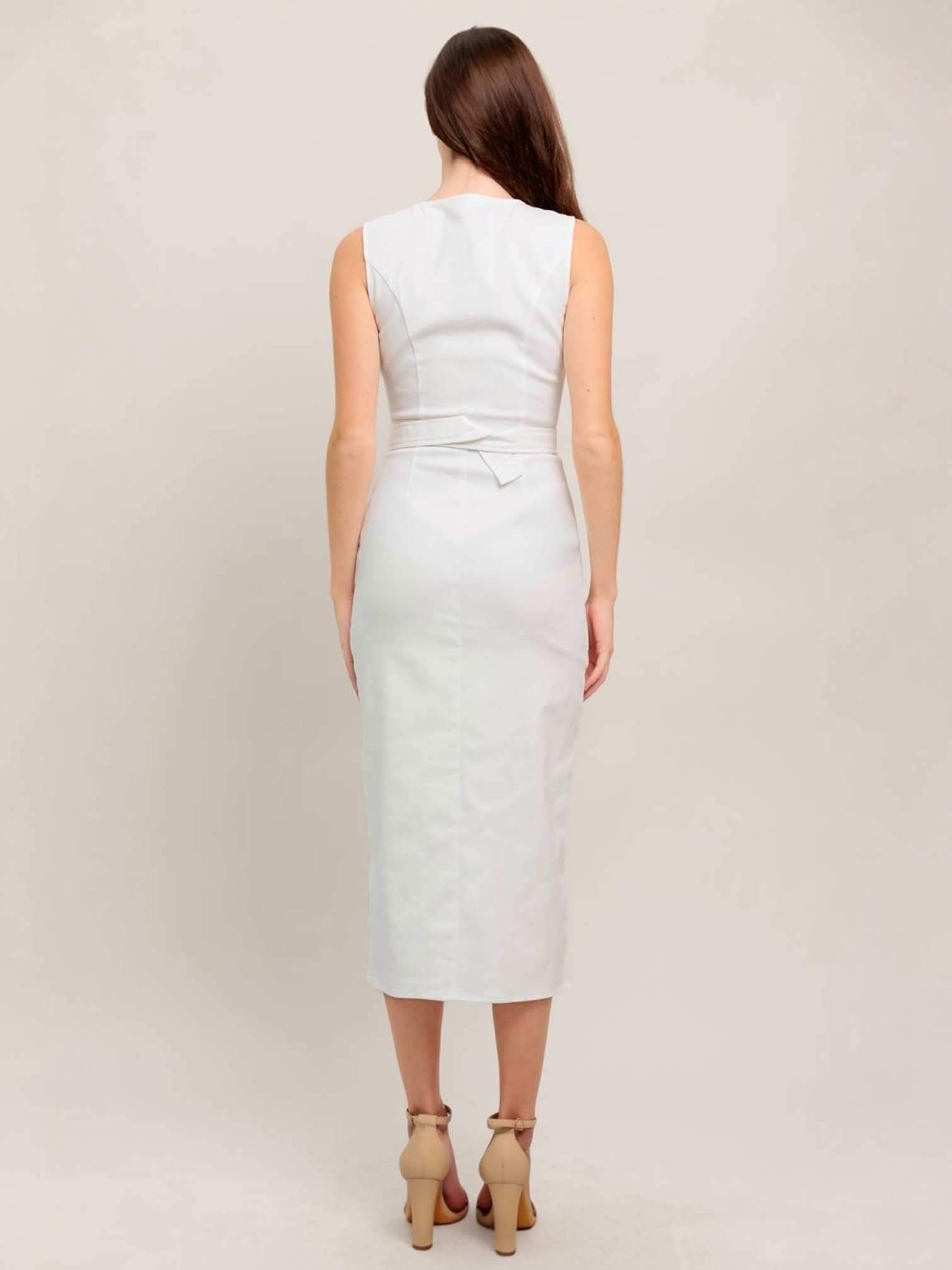 Alyson Twill Midi White Dress
