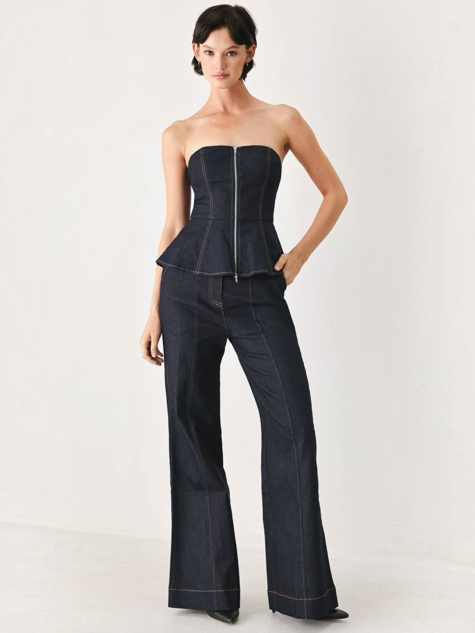 Clarissa Top &amp; Pants Denim Set
