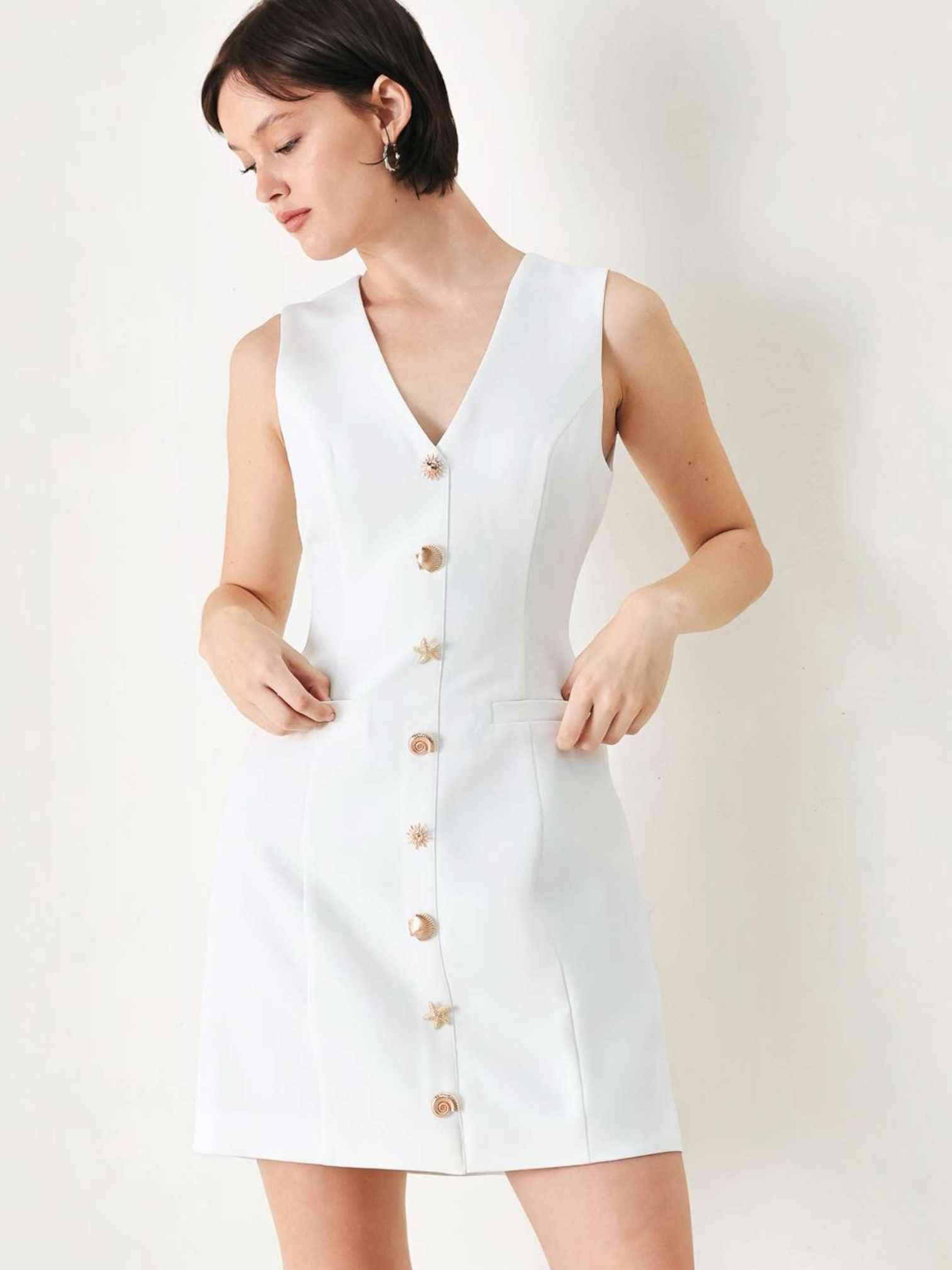 Lidia Woven White Dress