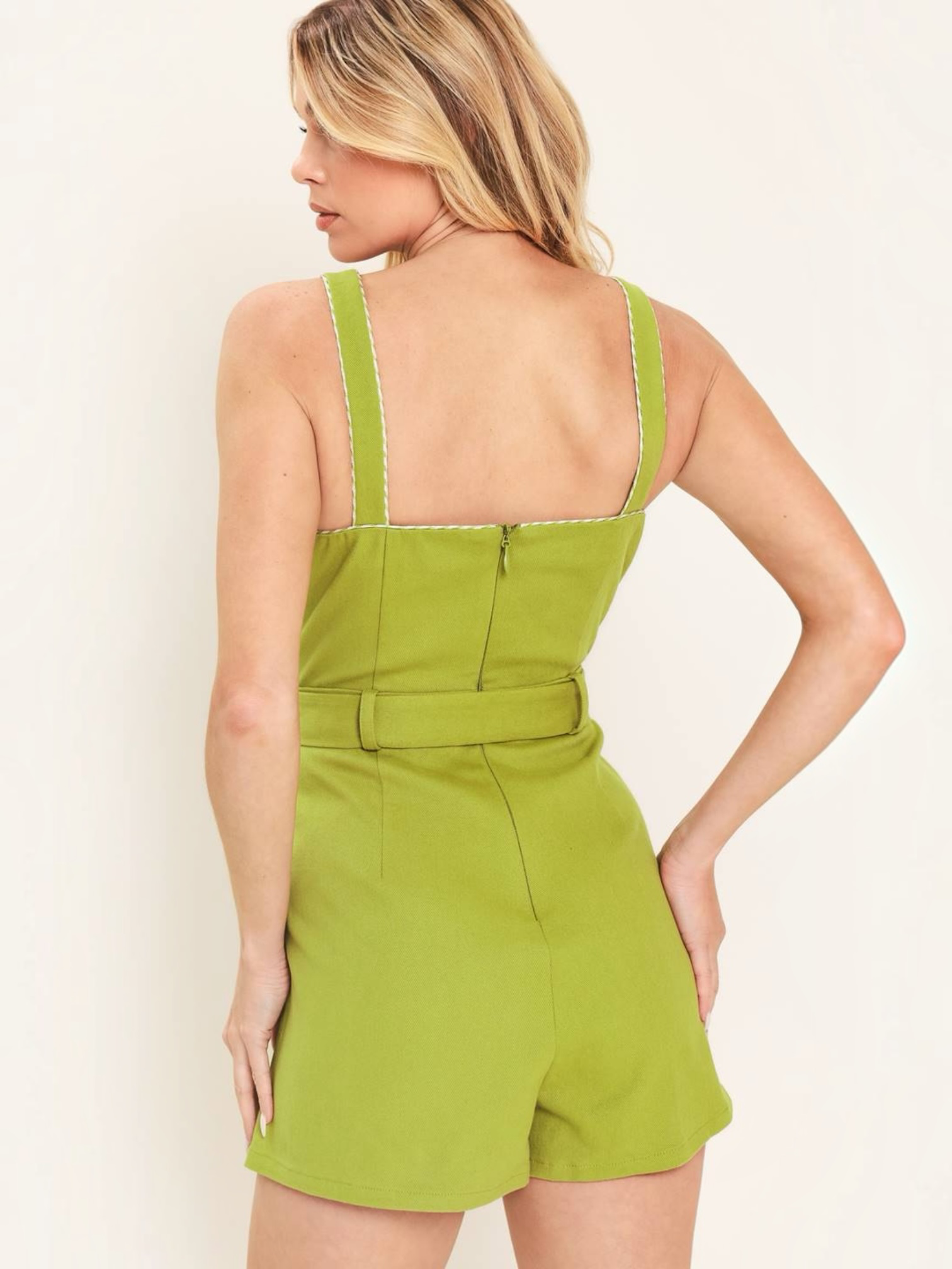 Maite Woven Green Romper