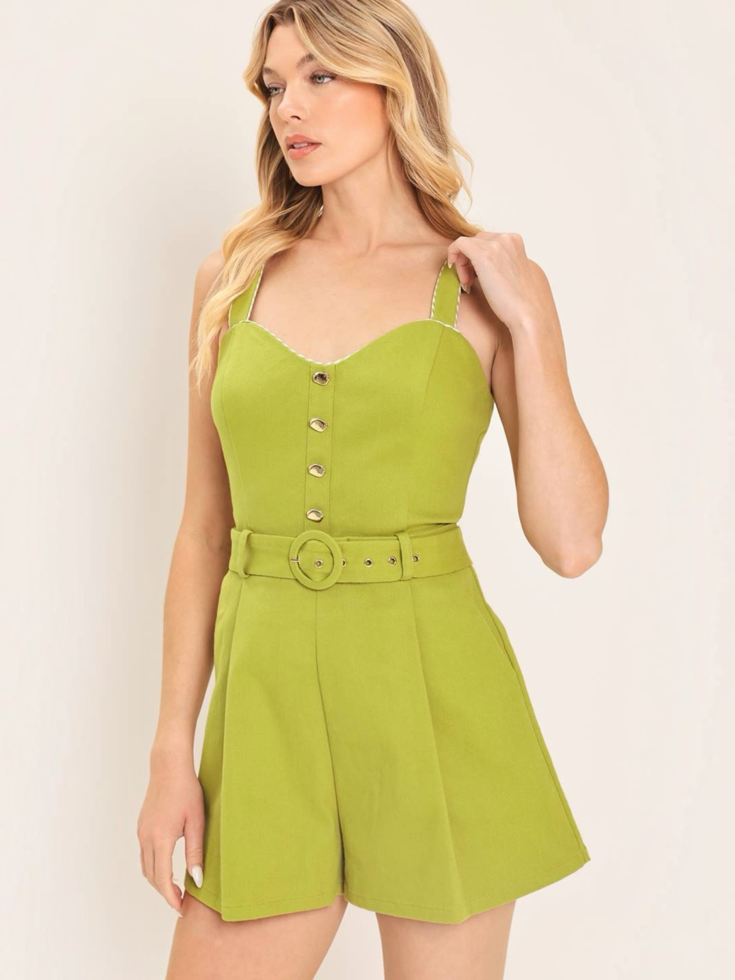 Maite Woven Green Romper