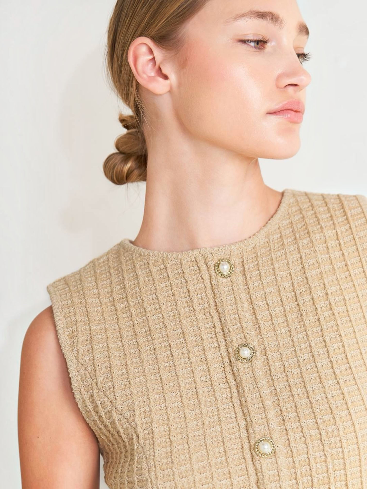 Mabel Sweater Knit Taupe Top