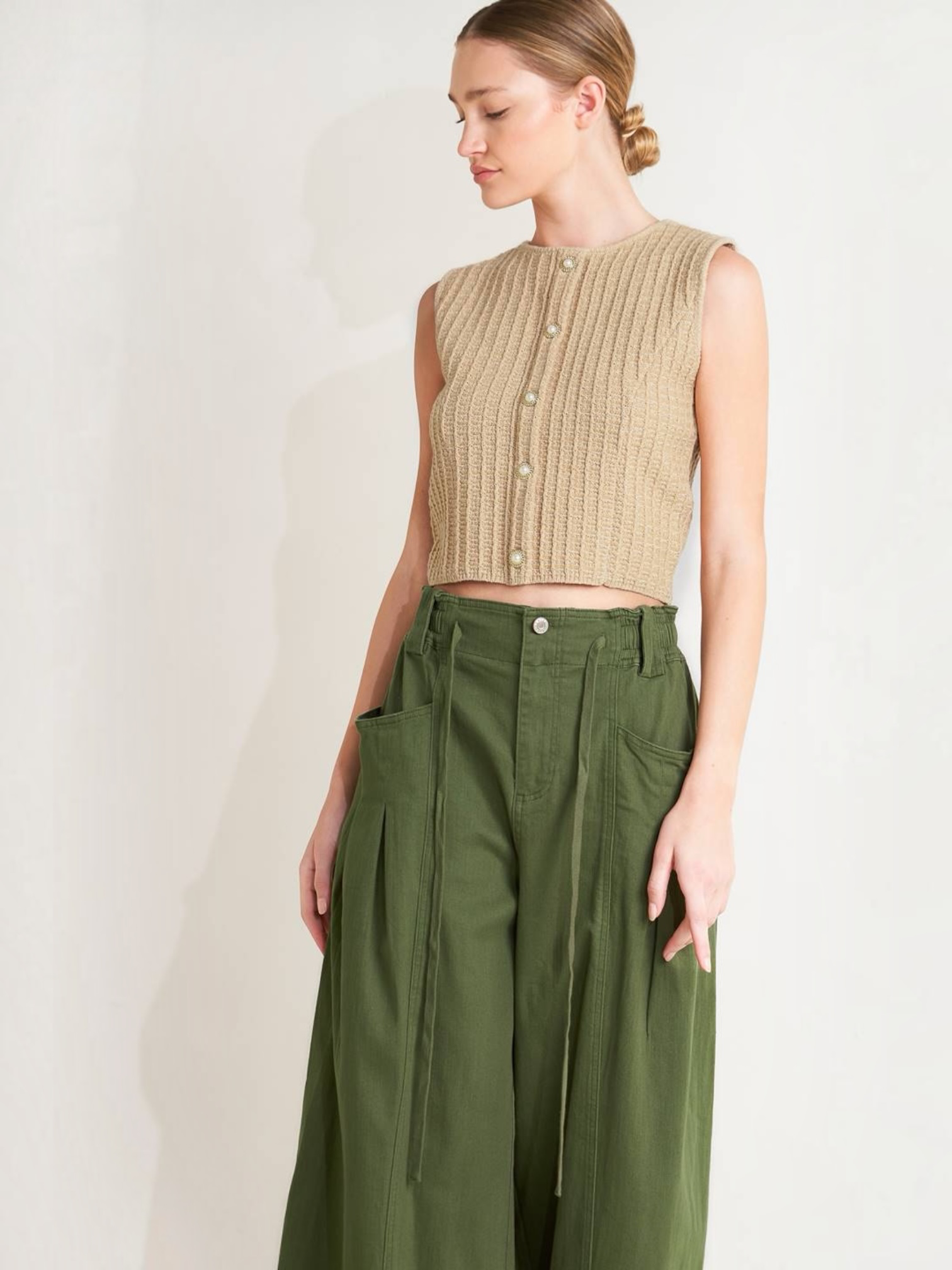 Mabel Sweater Knit Taupe Top
