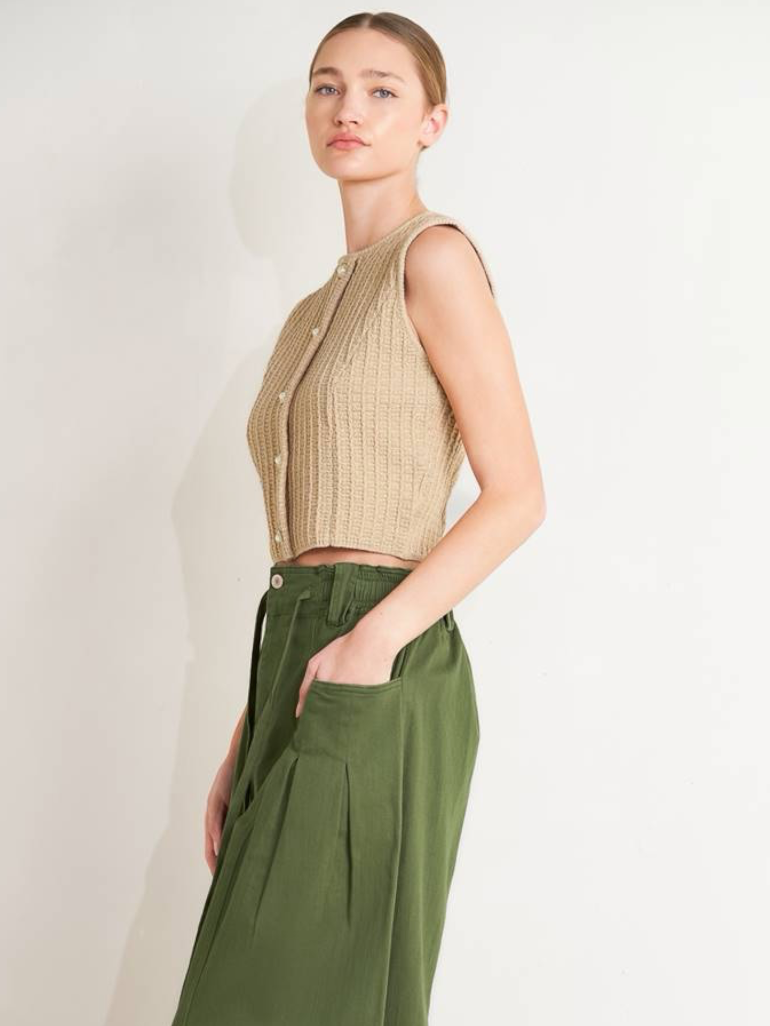 Mabel Sweater Knit Taupe Top