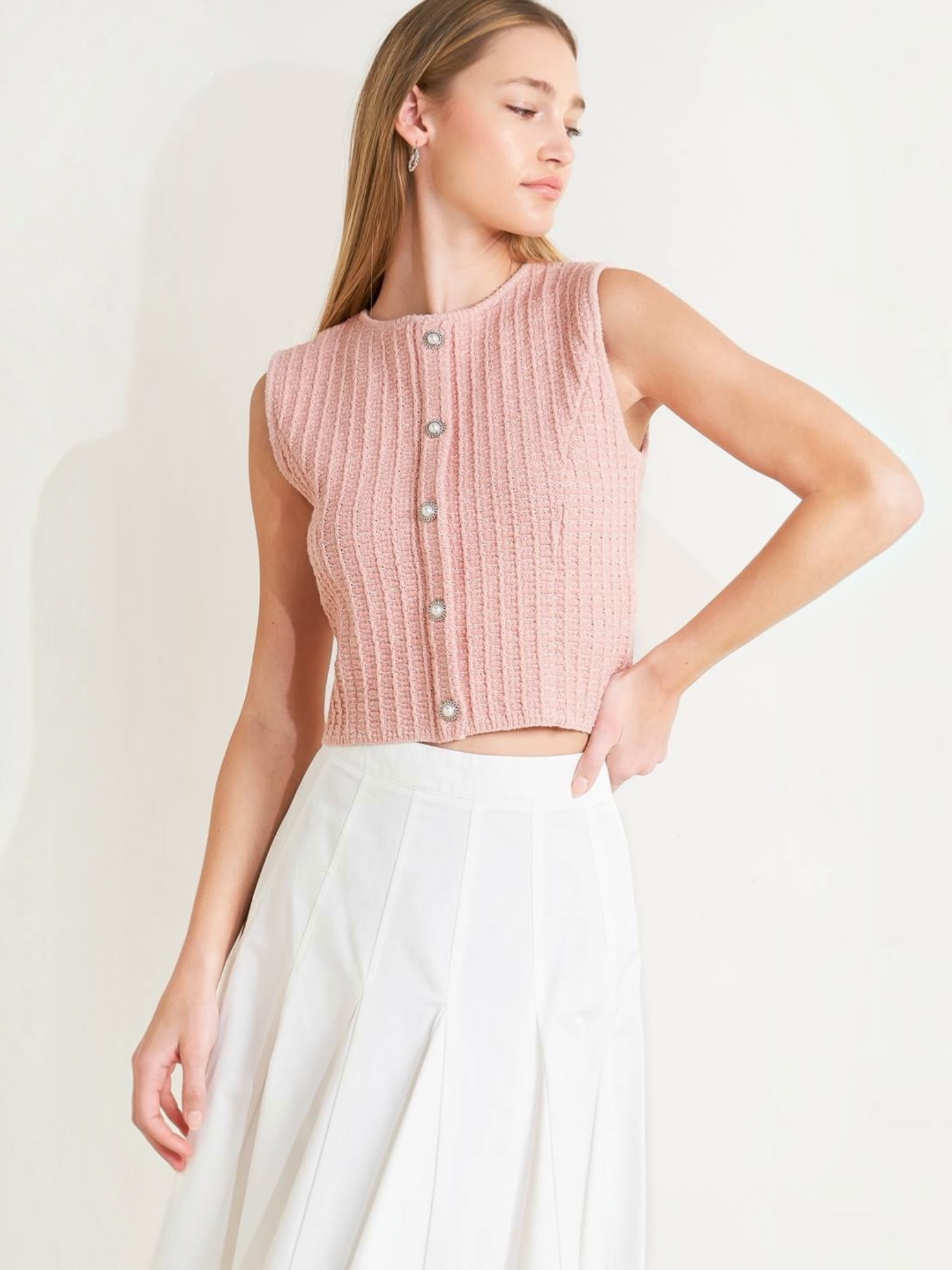 Mabel Sweater Knit Soft Pink Top
