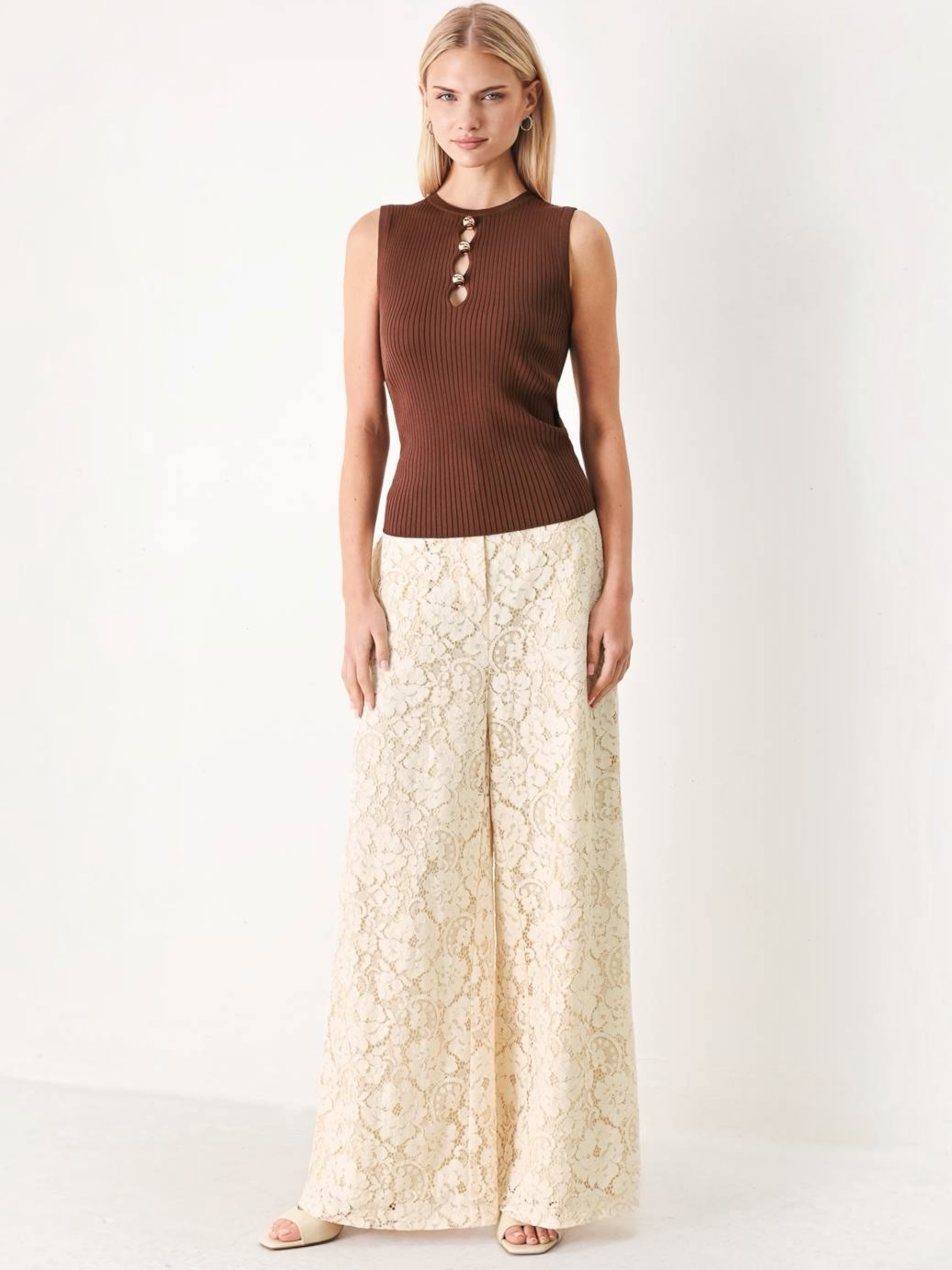 Julie Sweater Knit Brown Top