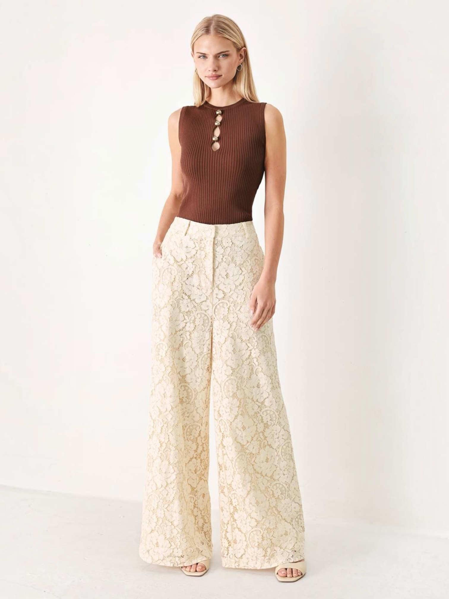 Julie Sweater Knit Brown Top