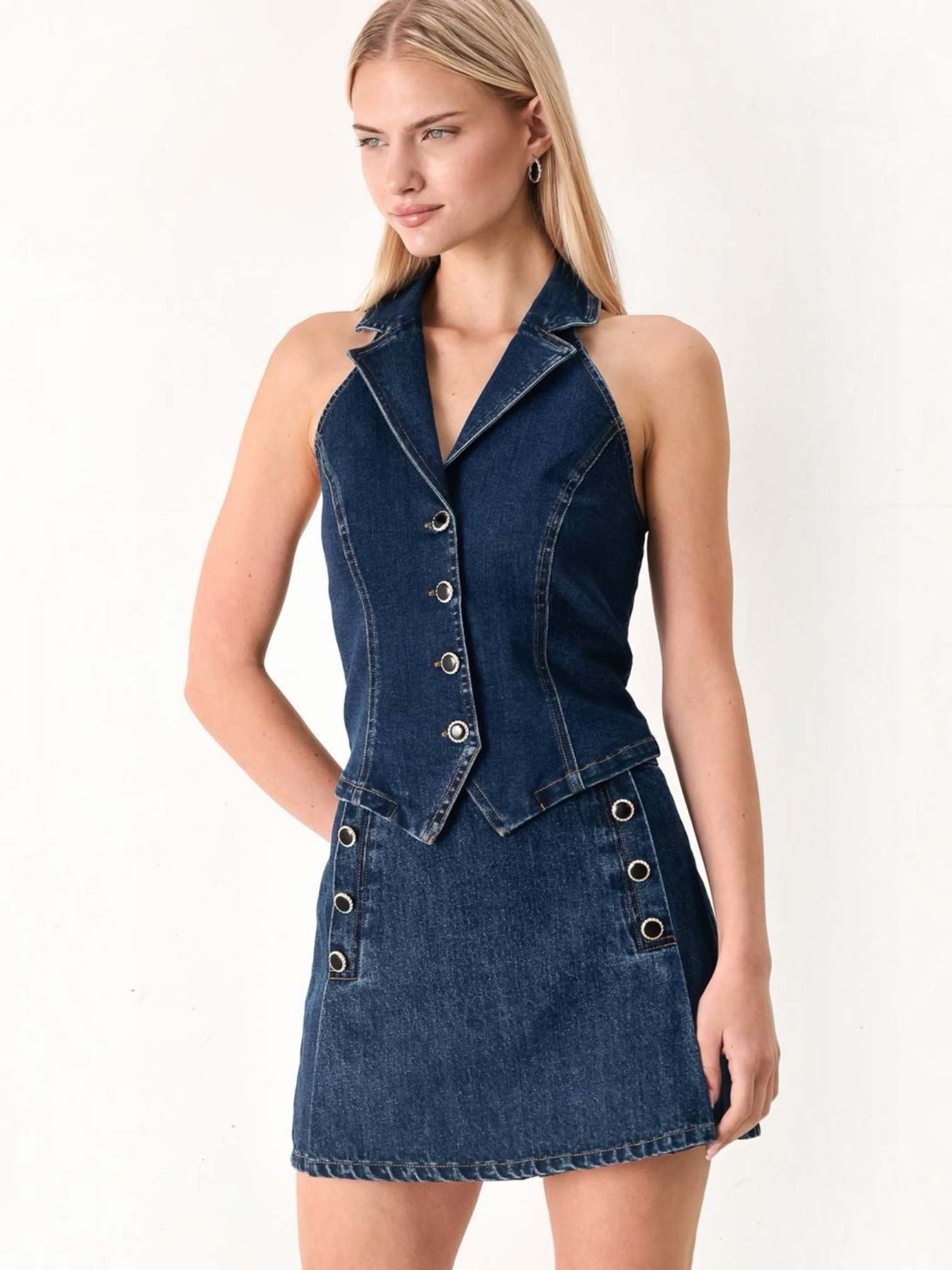 Thiana Top &amp; Skort 2 Piece Denim Set