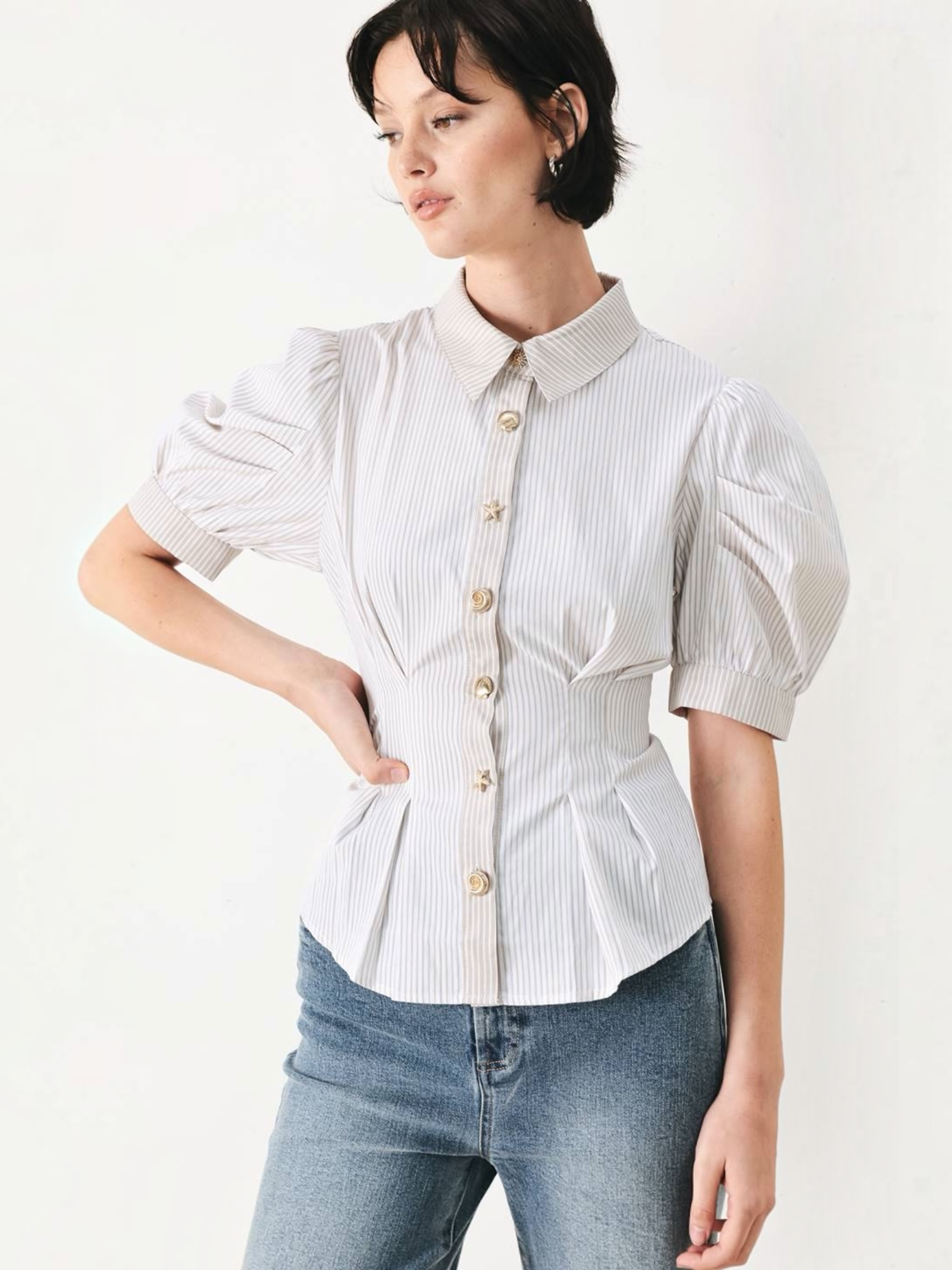 Carmen Striped Woven Top