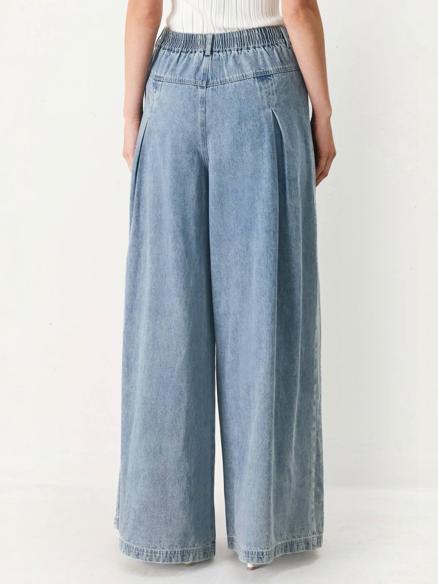 Jia Wide Washed Denim Bottoms