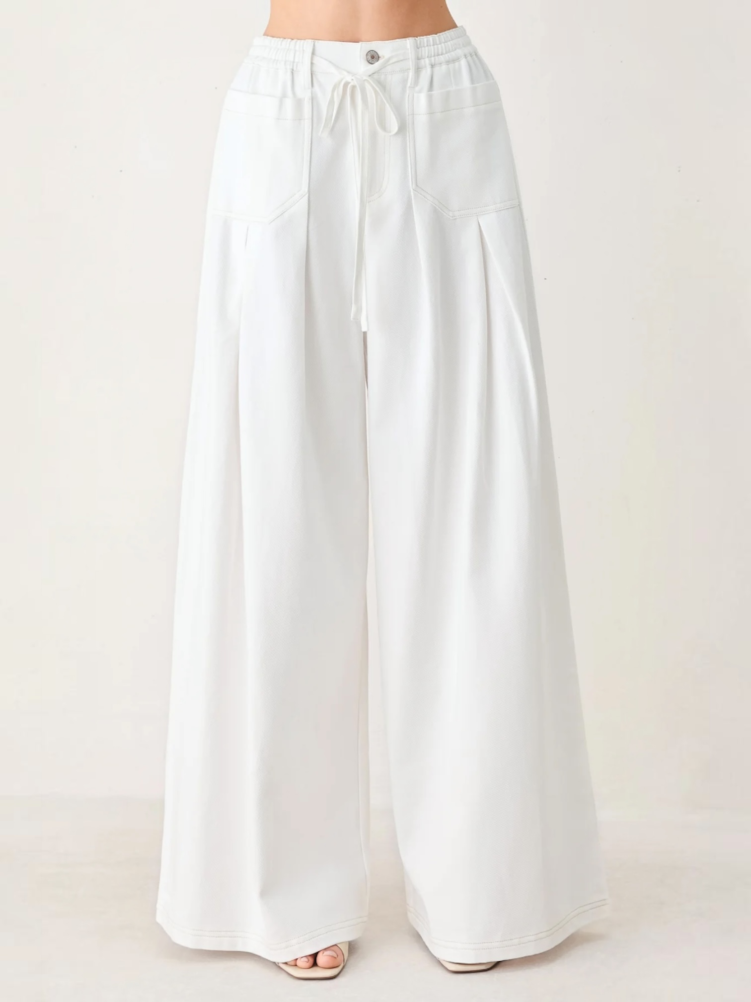 Jia Wide Washed White Bottoms