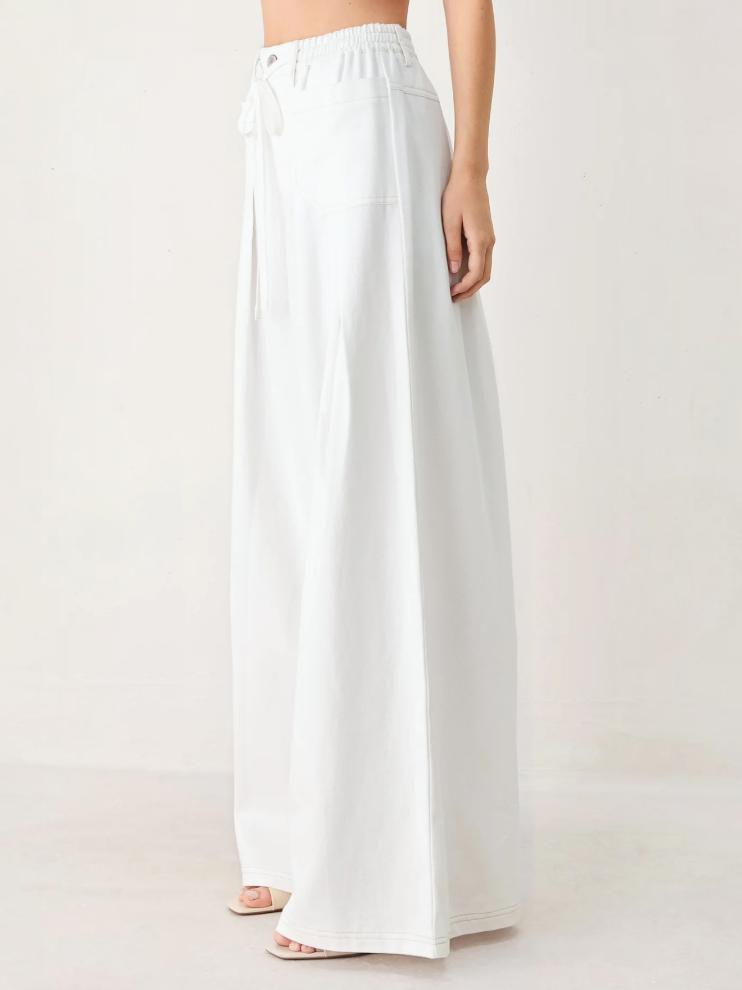 Jia Wide Washed White Bottoms