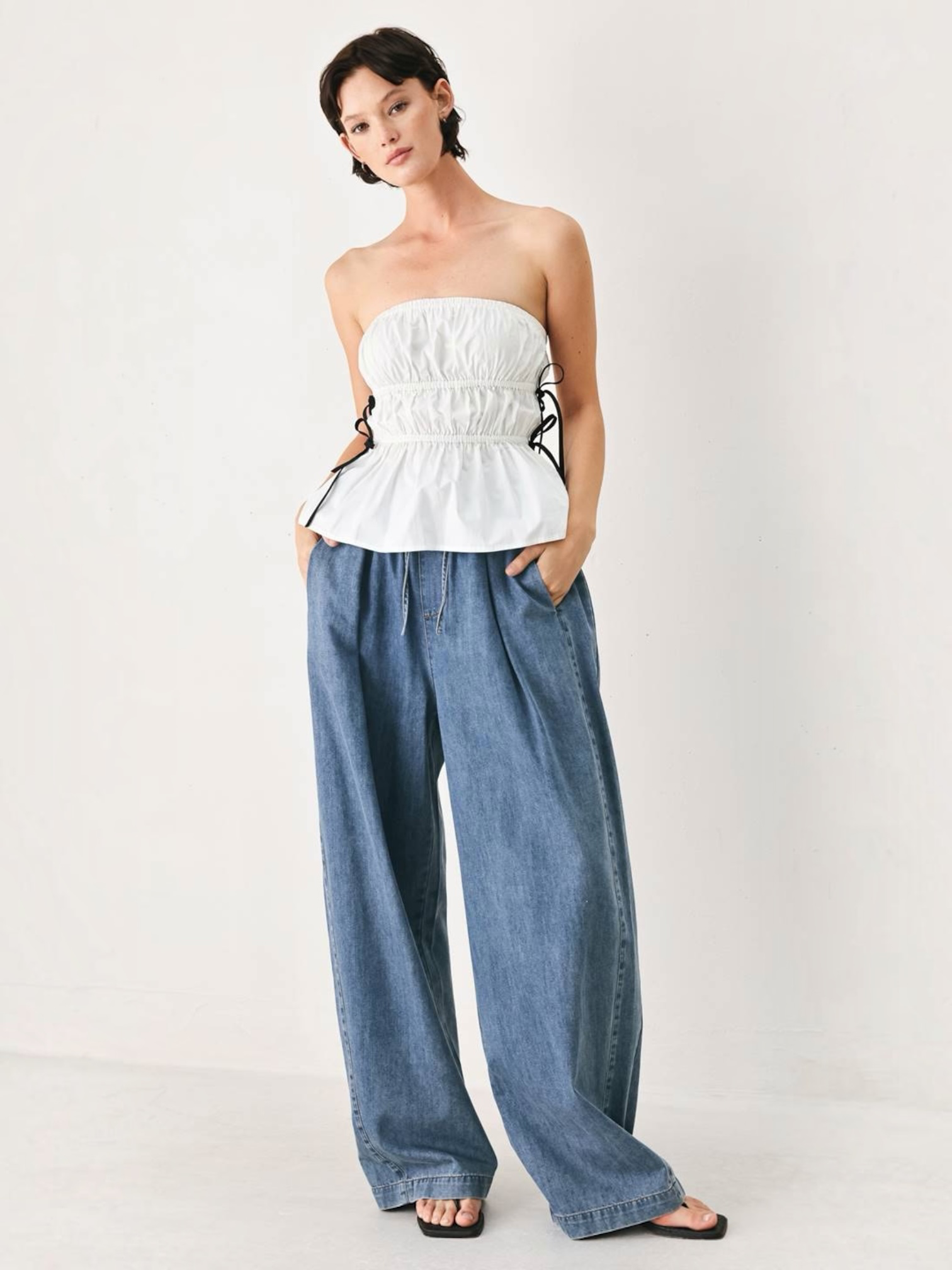 Cindy Washed Denim Bottoms