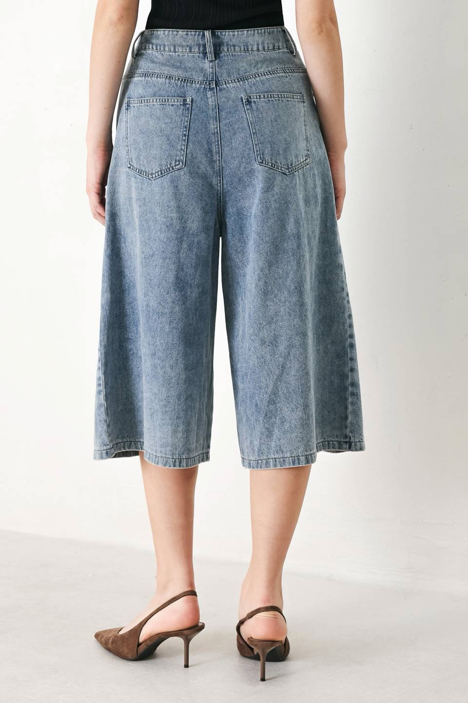 Miranda Washed Denim Culotte Pants