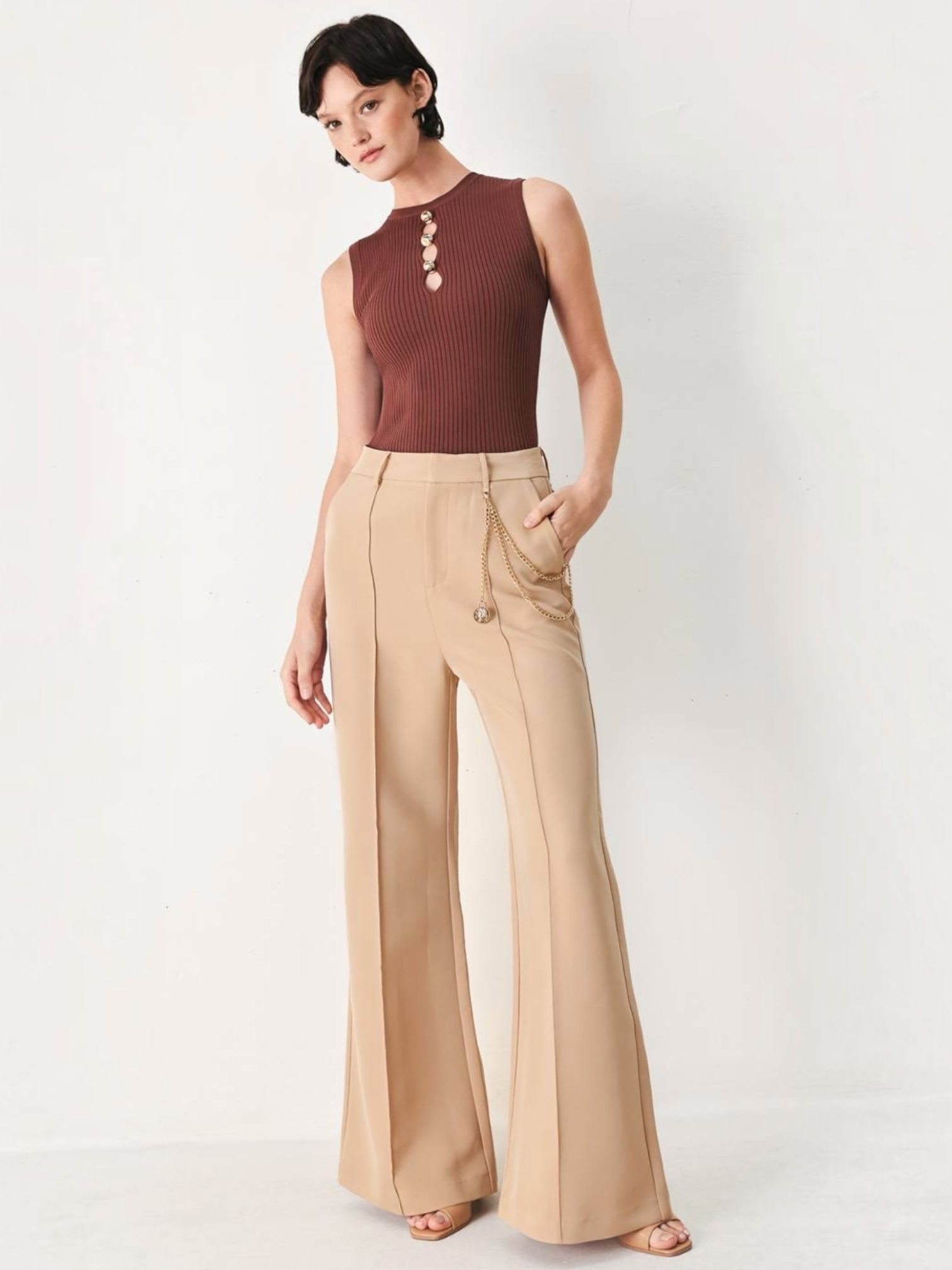 Nelly Woven Camel Bottoms