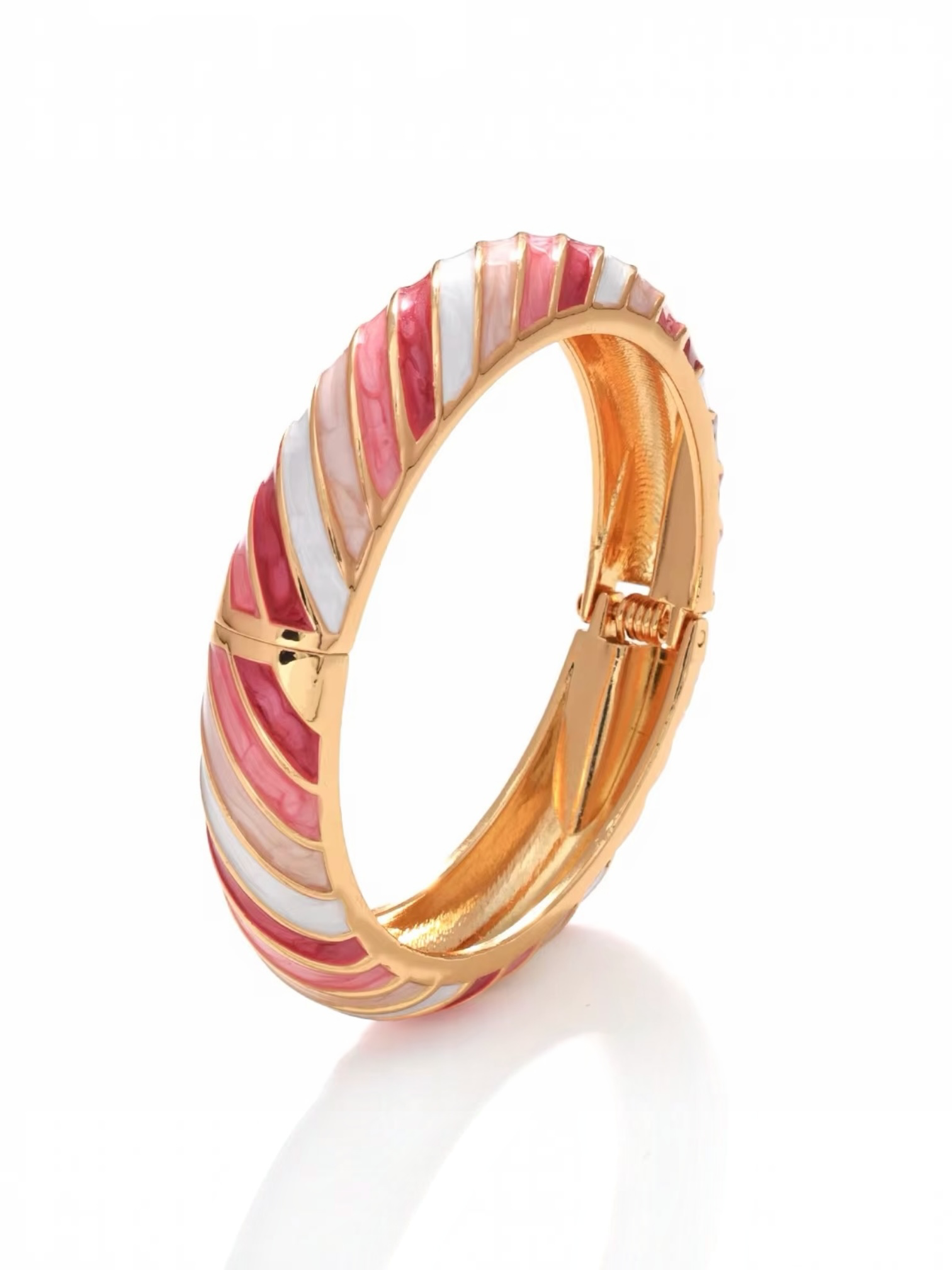 Pink Enamel Bangle Bracelet