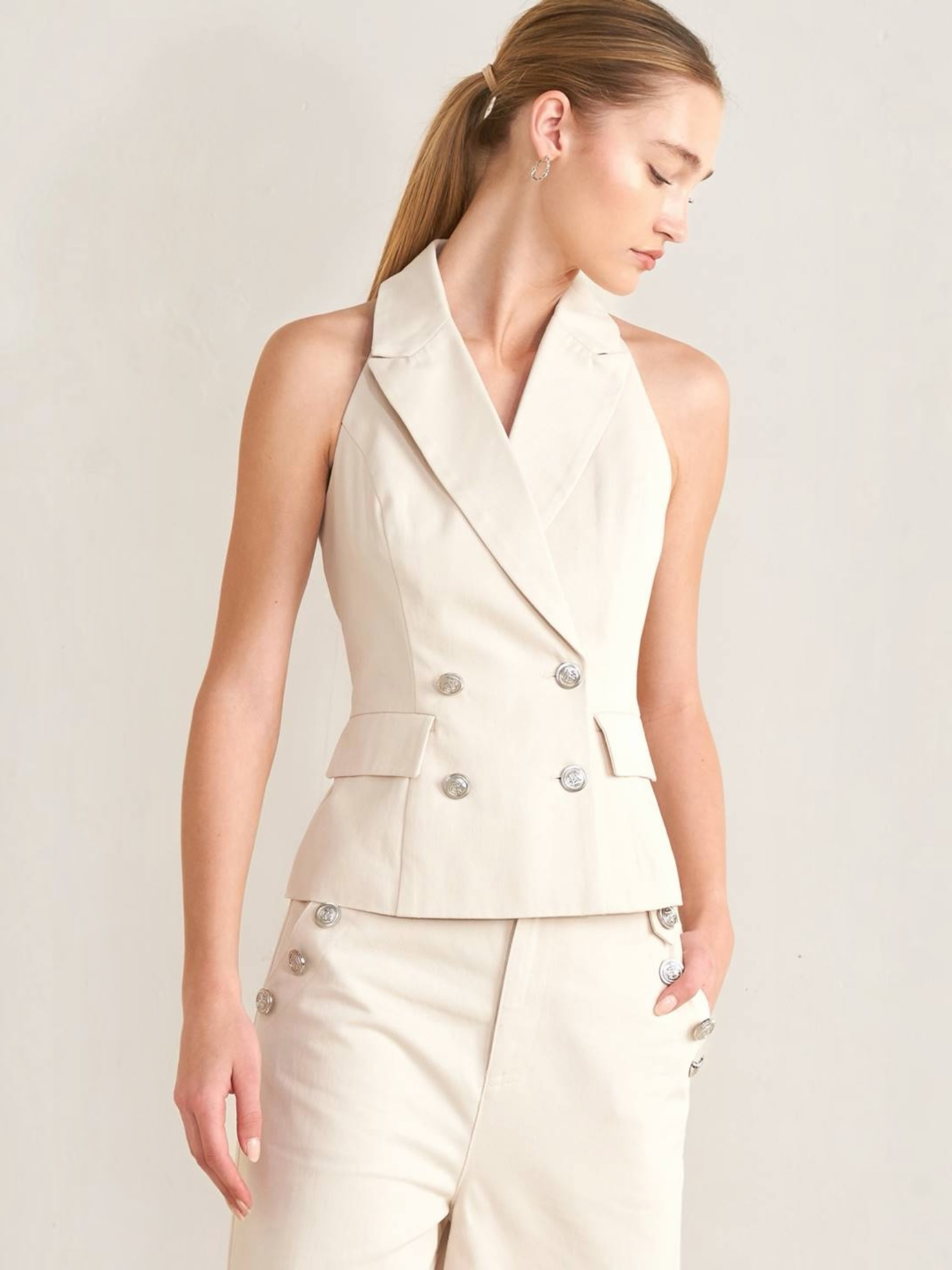 Yiselle Vest &amp; Pants Woven Set
