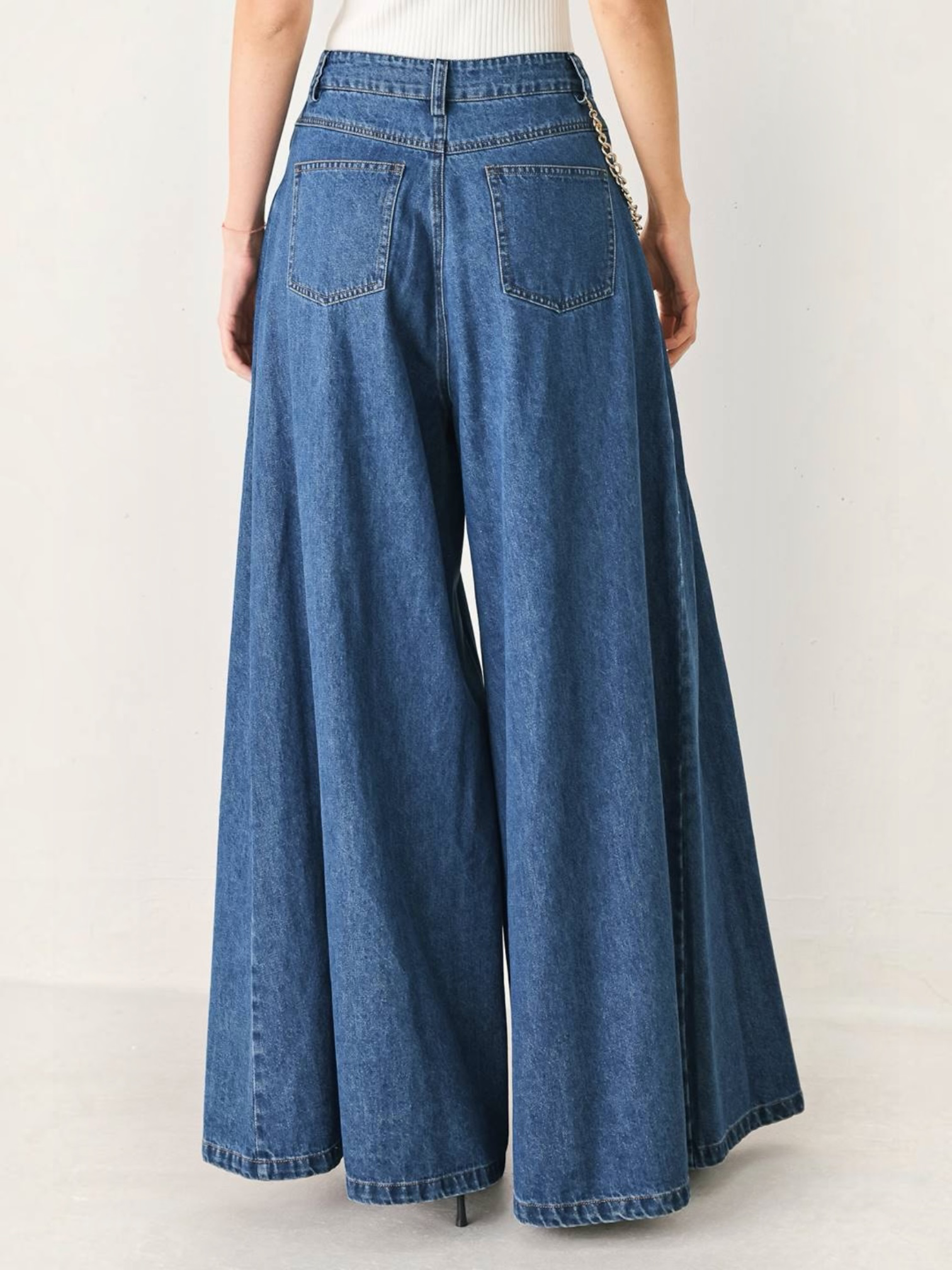 Elle Wide Washed Denim Bottoms