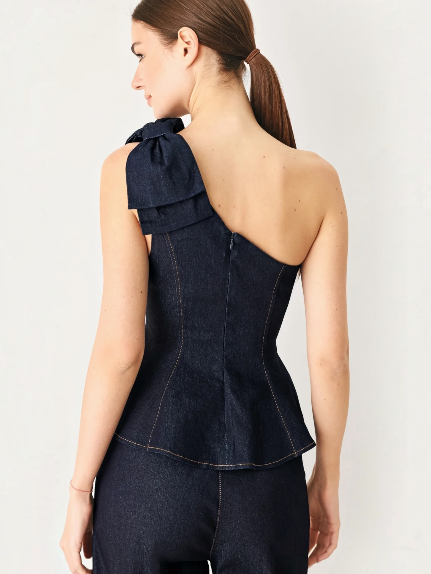 Renata One Shoulder Denim Top