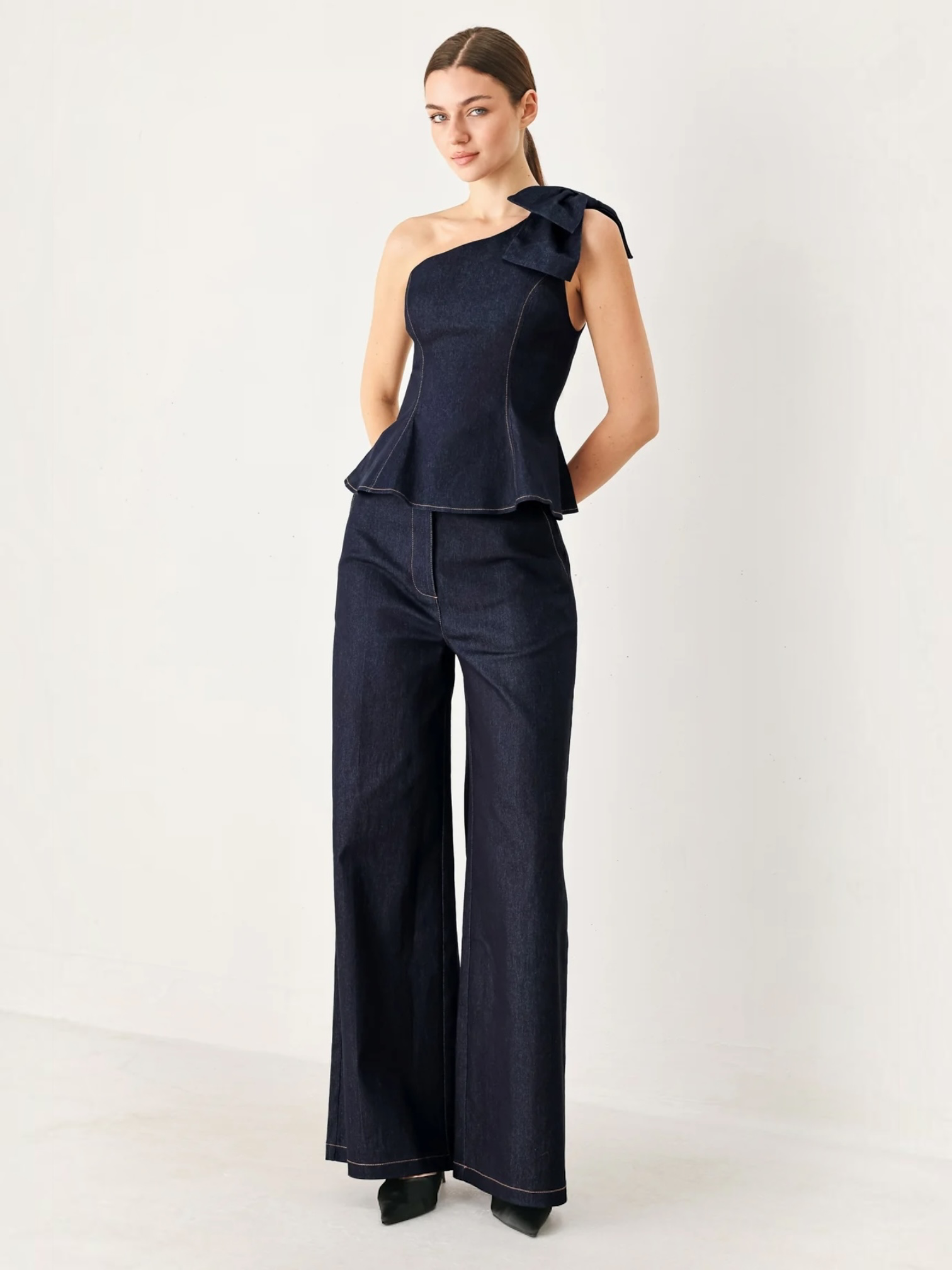Renata One Shoulder Denim Top