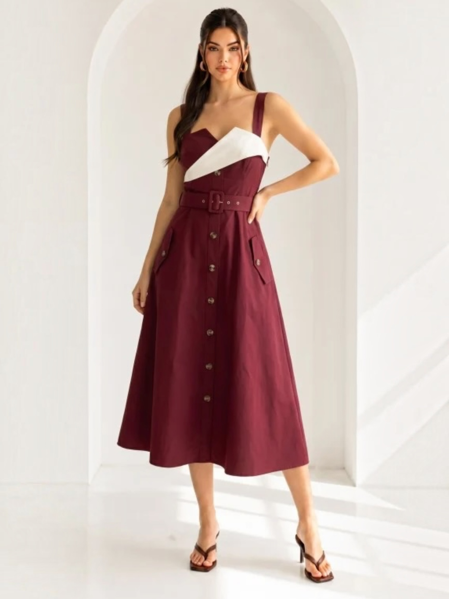 Amber Midi Burgundy Dress
