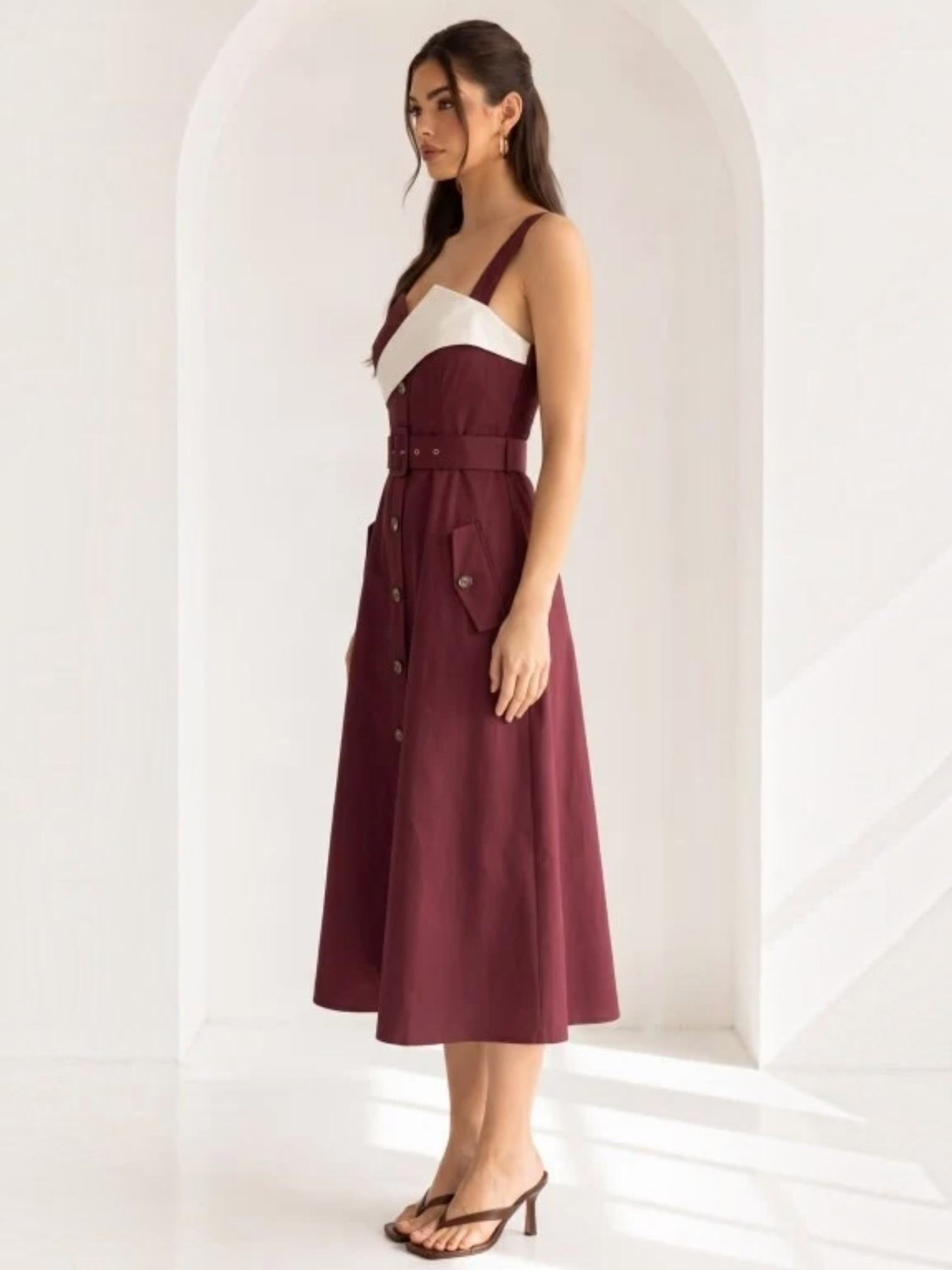 Amber Midi Burgundy Dress
