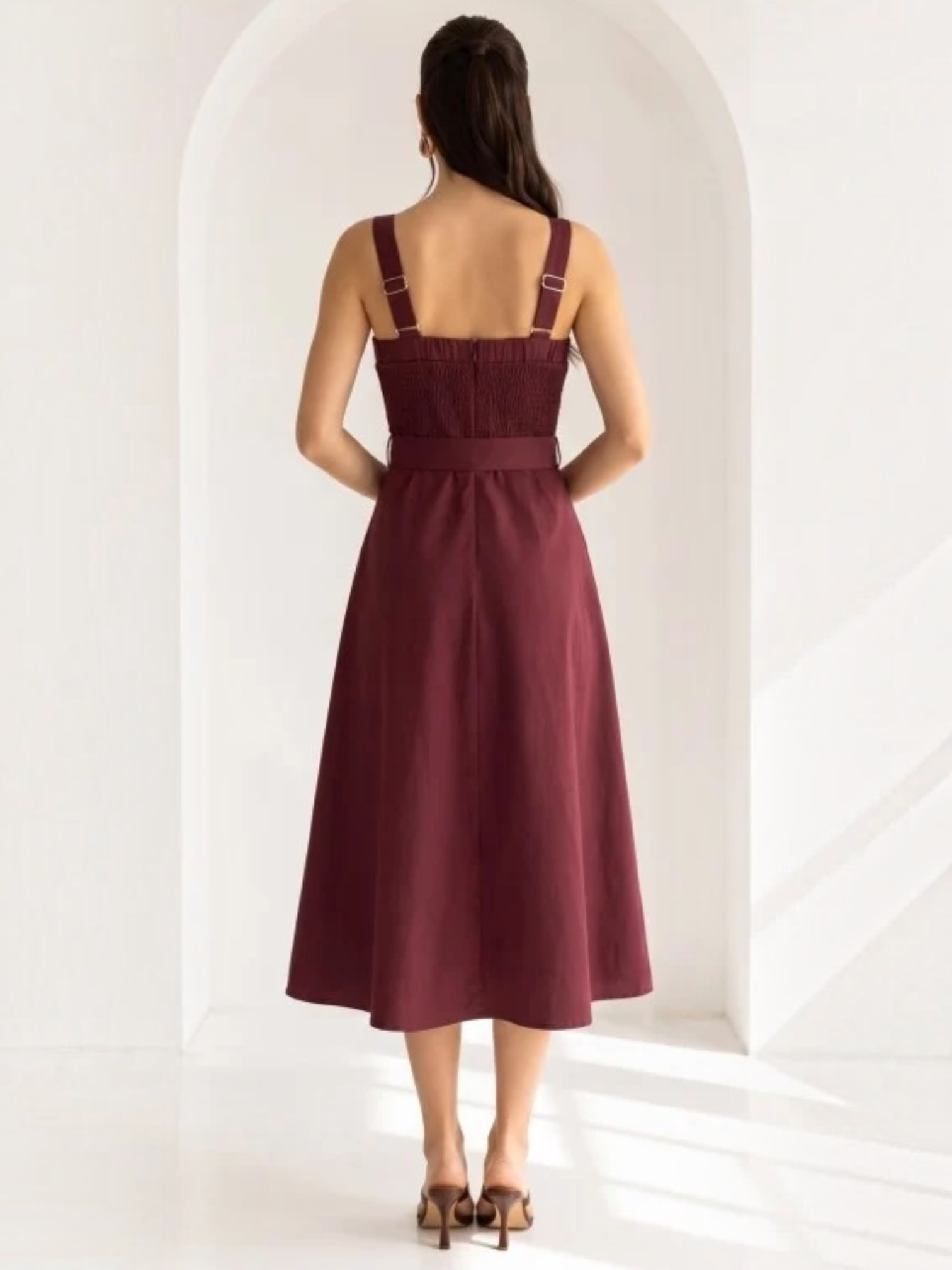Amber Midi Burgundy Dress