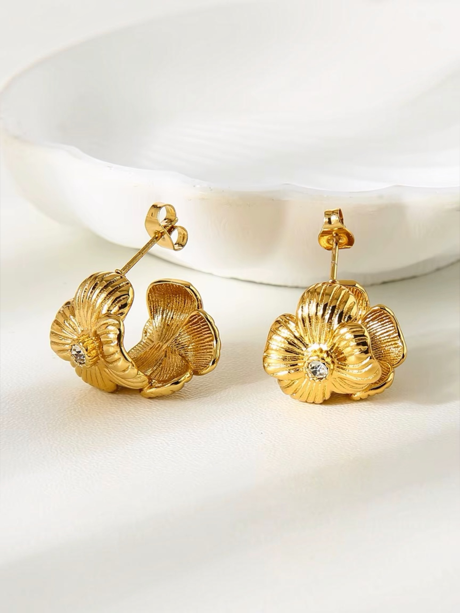Golden Crystal Garden Hoop Earrings