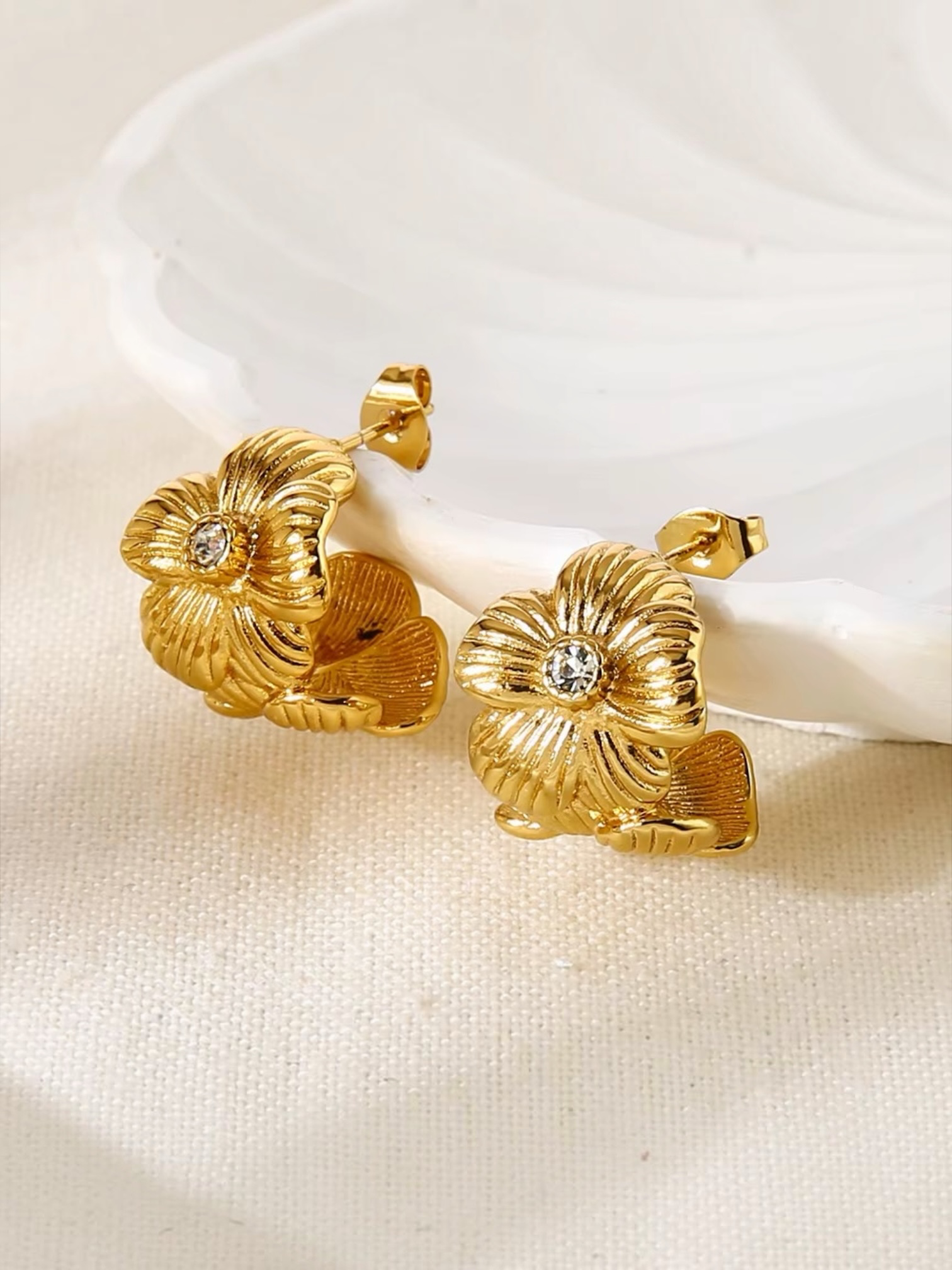 Golden Crystal Garden Hoop Earrings