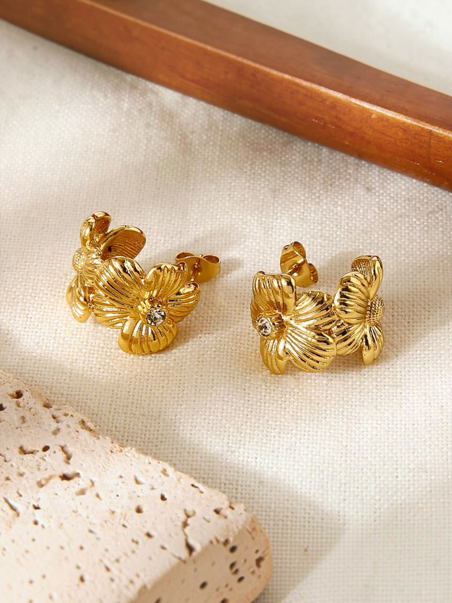 Golden Crystal Garden Hoop Earrings