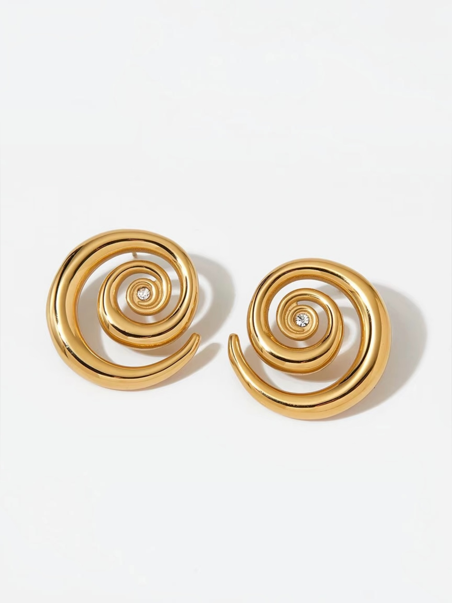 Gold Spiral Crystal Earrings