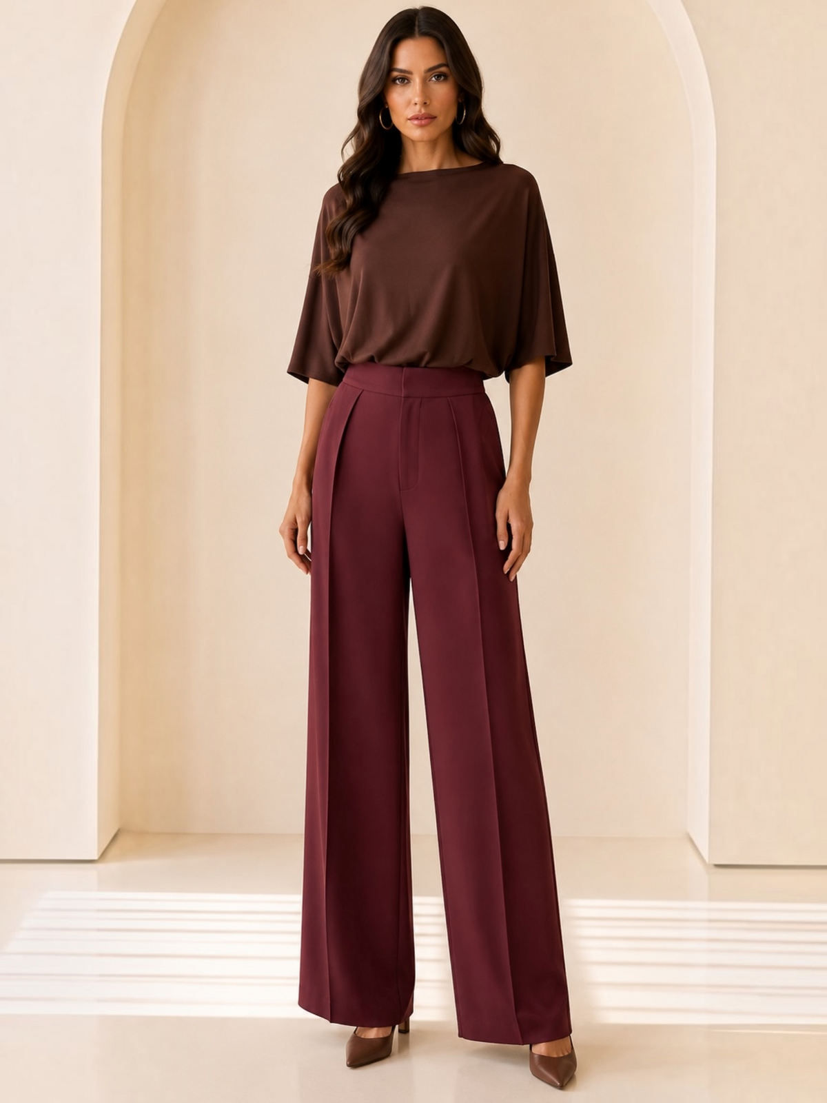 Nidia Woven Burgundy Pants