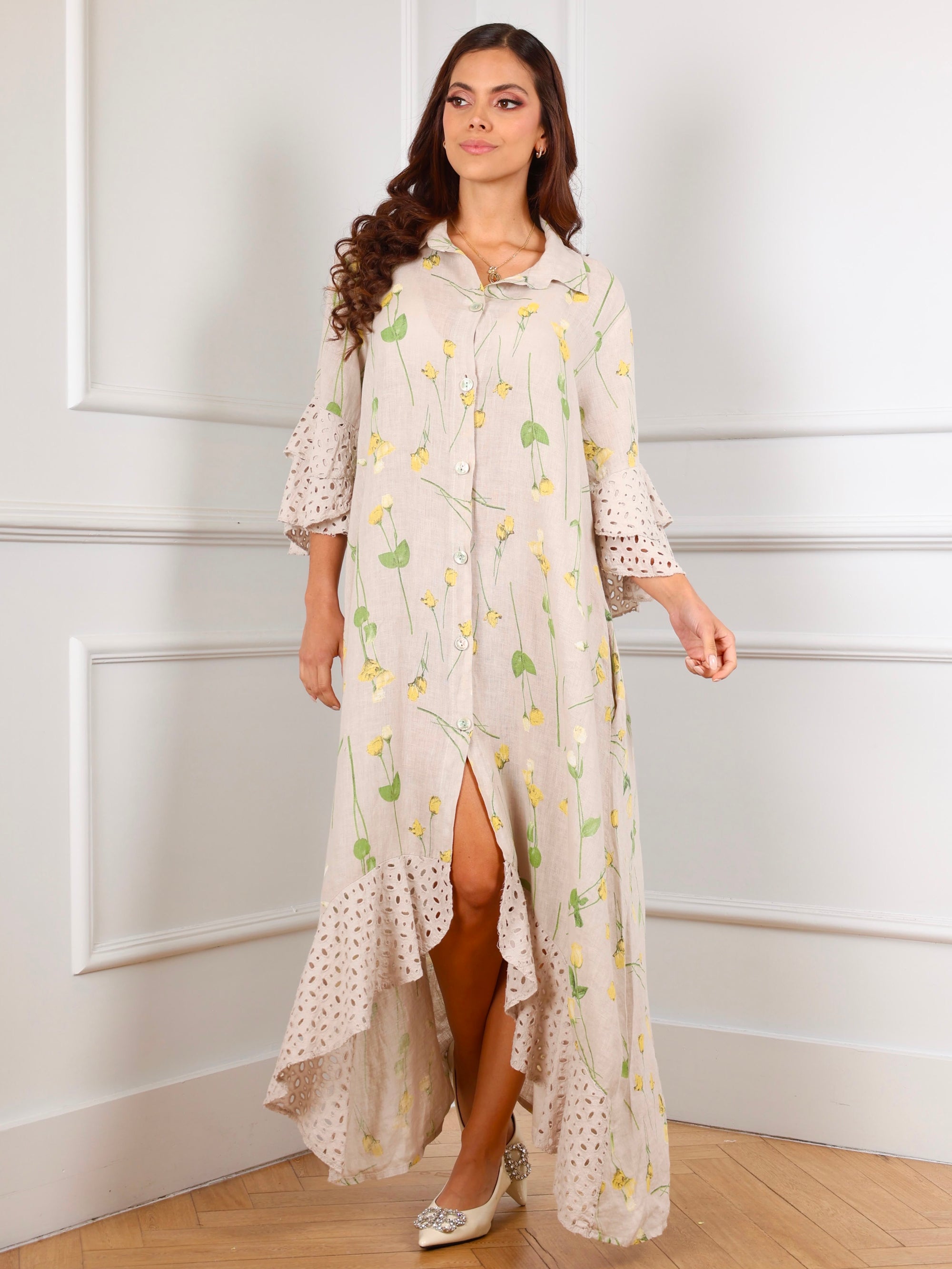 Buttercup Meadow Linen Dress – Natural Beige