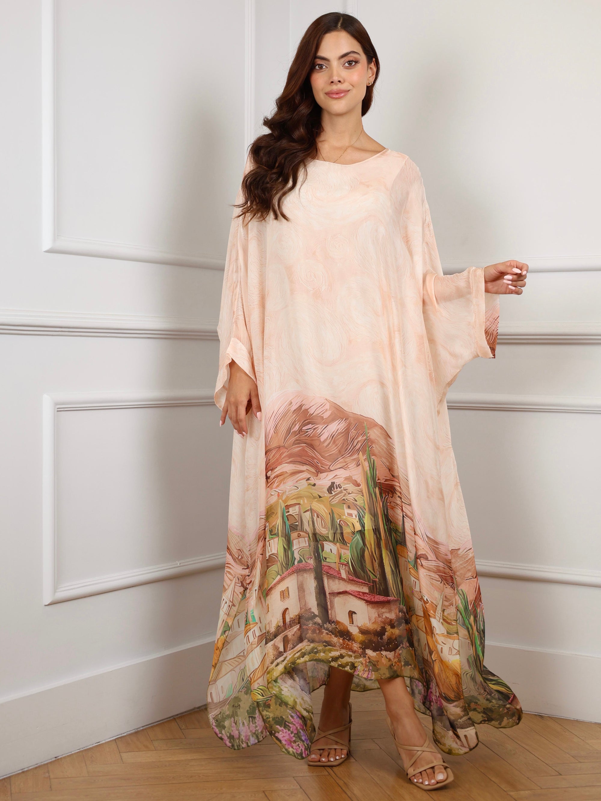 Tuscan Dream Silk Maxi Dress