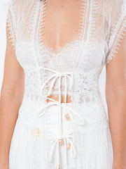 White Long Lace Cardigan Top