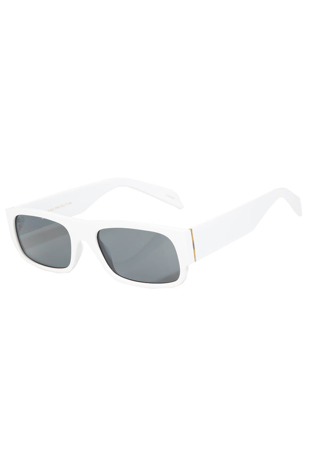 White Acetate Rectangle Sunglasses #7672
