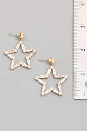 Rhinestone Star Hoop Drop Earrings